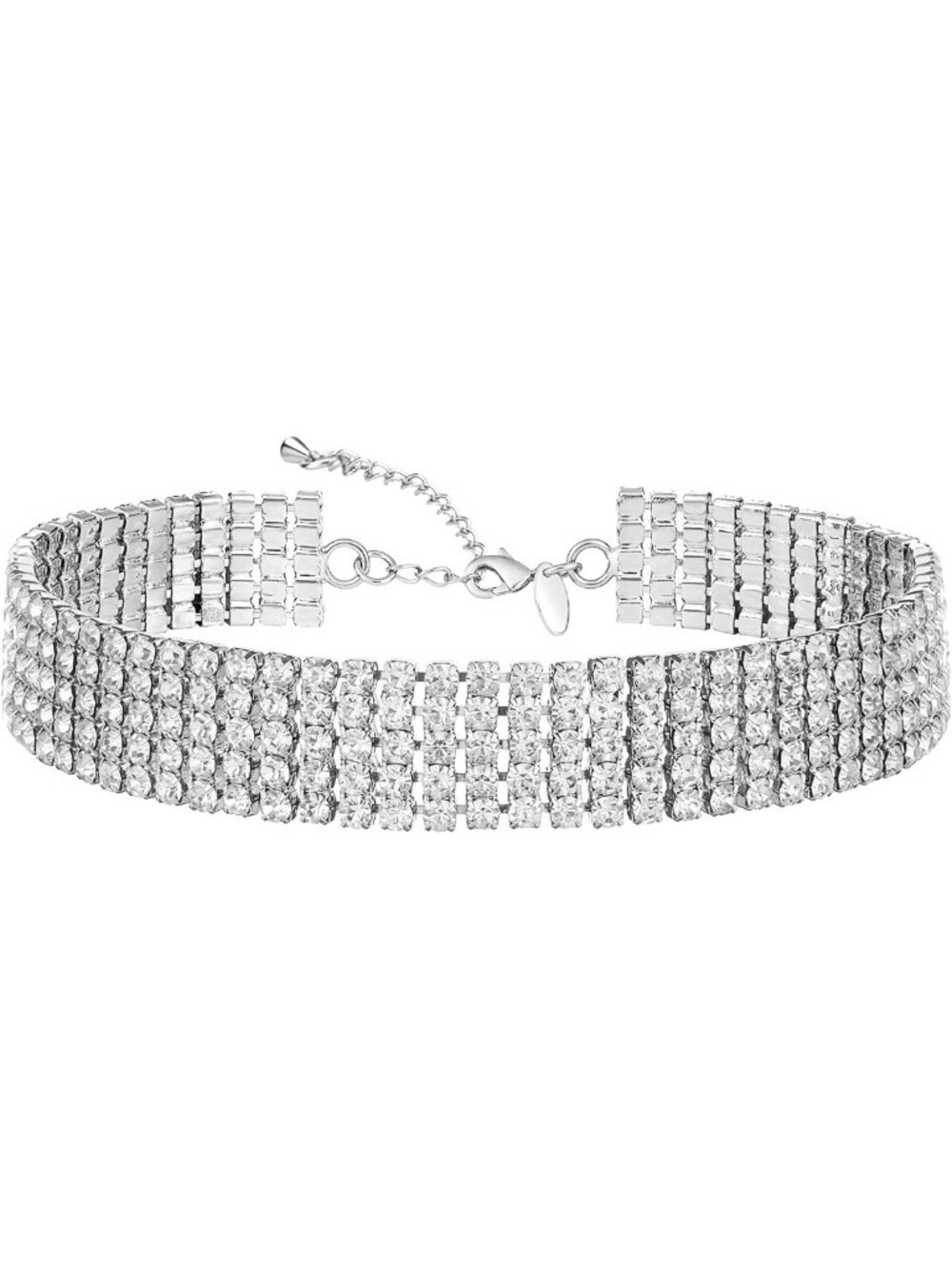 Sparkling Rhinestone Choker Necklace - Silver & Gold Plated Crystal Jewelry for